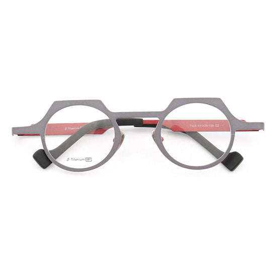 Grey and red titanium eyeglasses