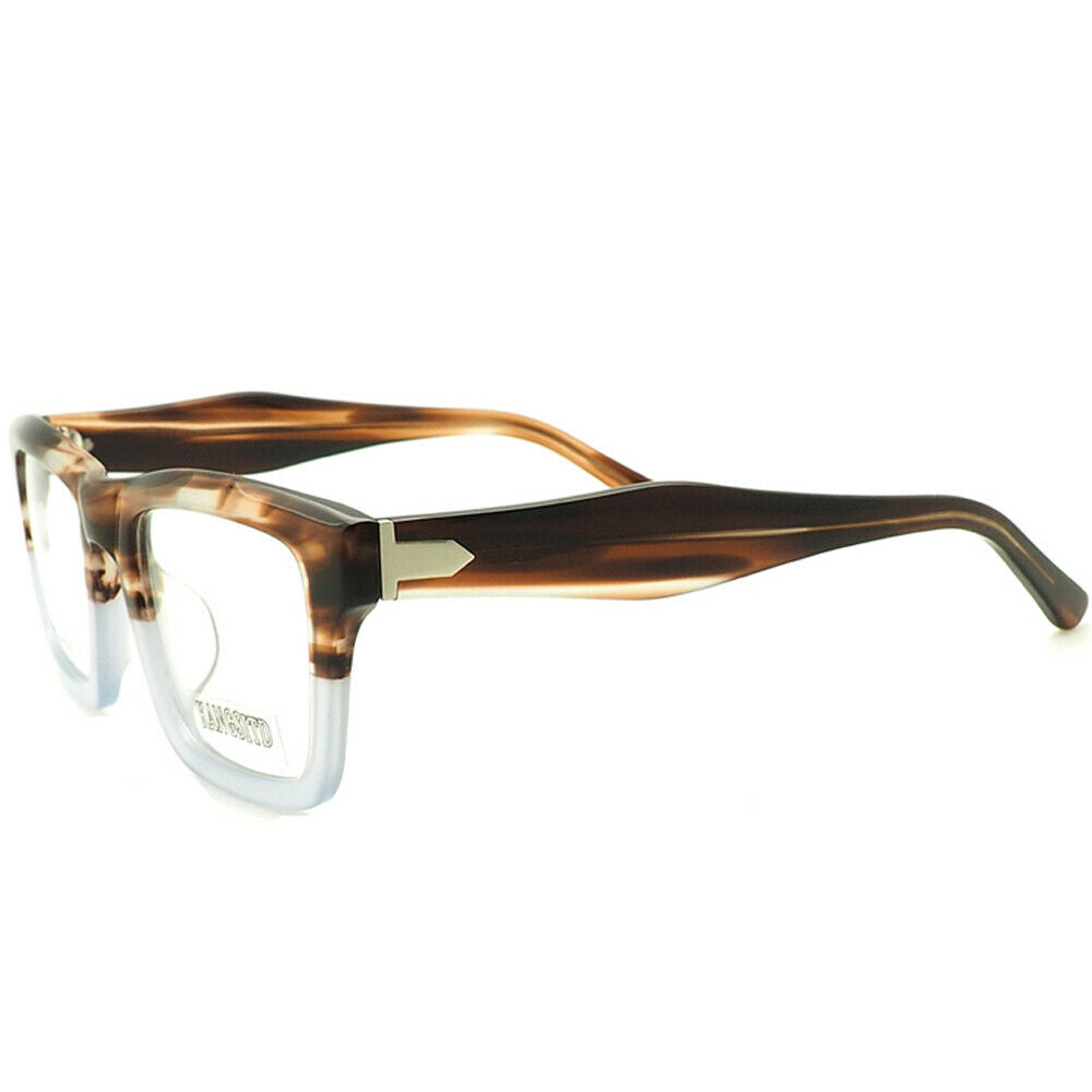 Side view of brown oversized square eyeglass frames