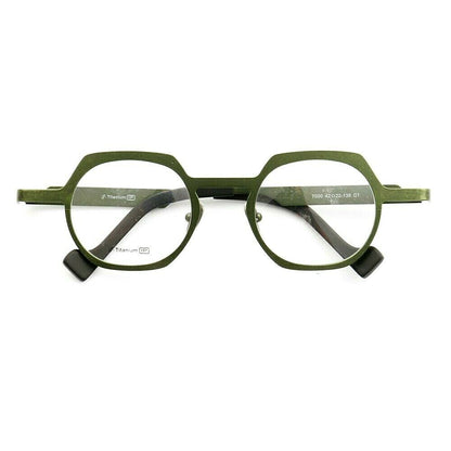 Green round titanium eyeglass frames