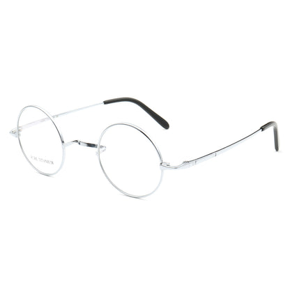 Silver retro round titanium glasses