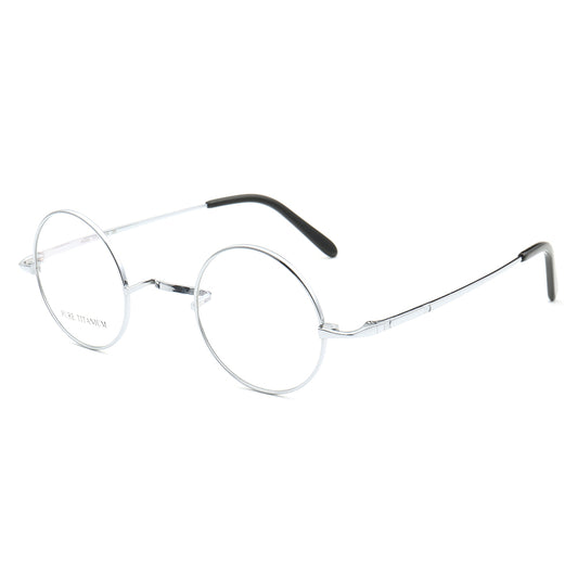 Silver retro round titanium glasses