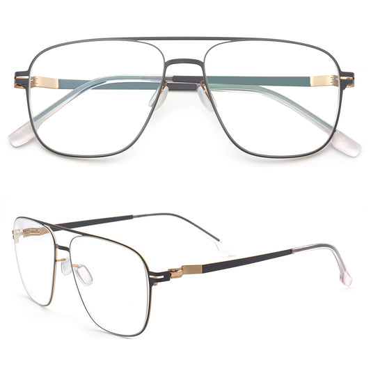 Retro flat top metal eyeglasses frames